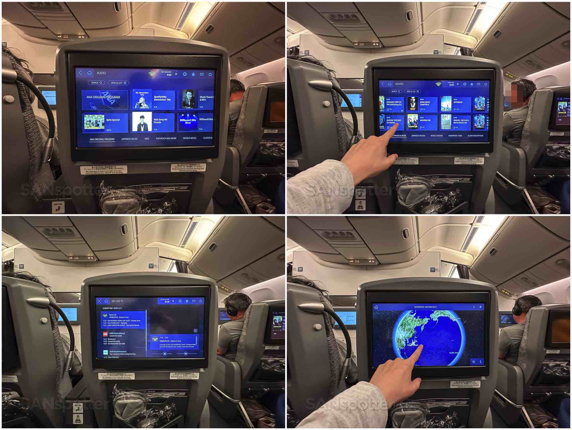 ANA 777-300ER premium economy video entertainment user interface