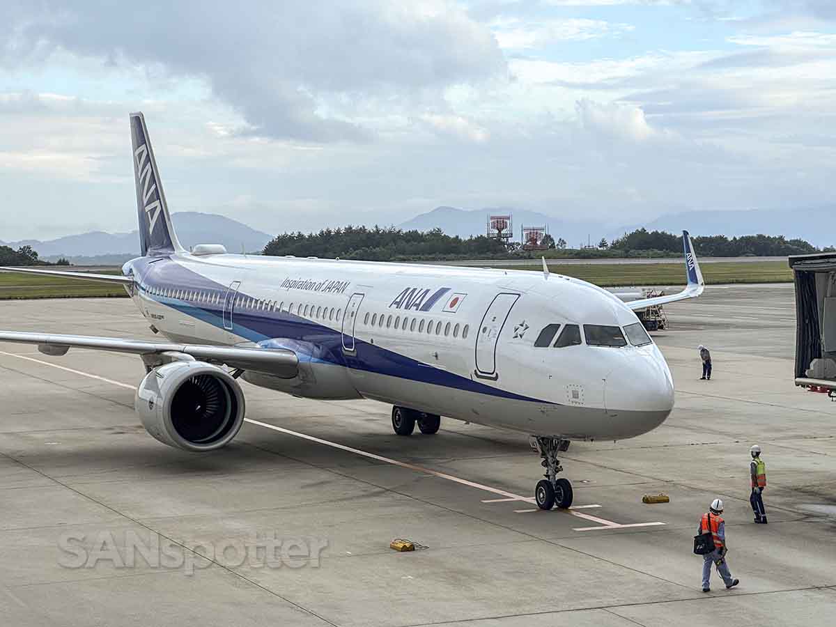 ANA A321neo arriving at Hiroshima airport