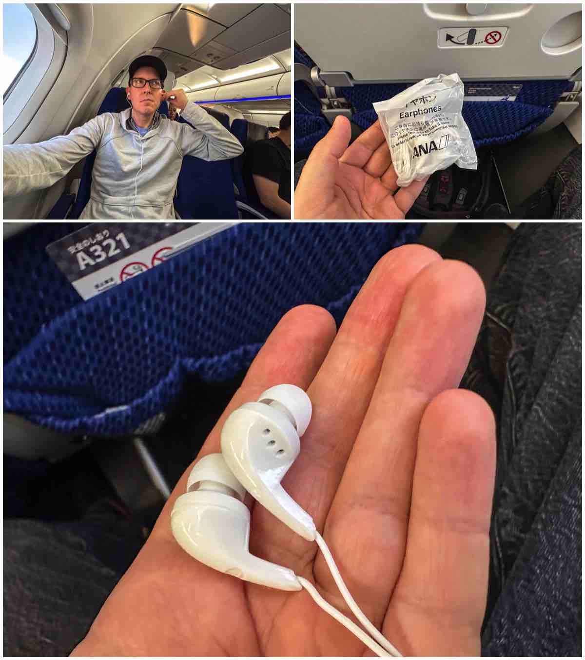 ANA A321neo economy complimentary earbuds
