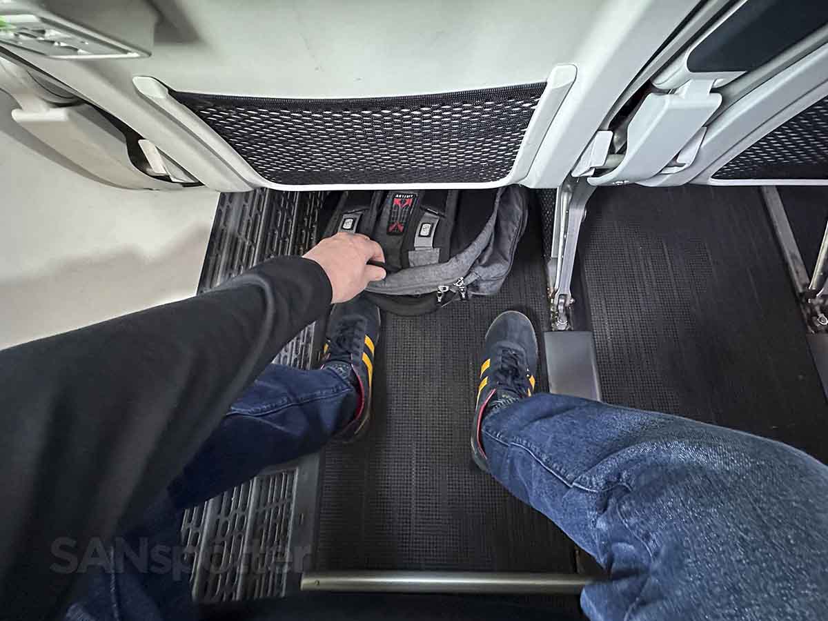 Alaska Airlines 737 MAX 9 Premium Class under seat storage and leg room