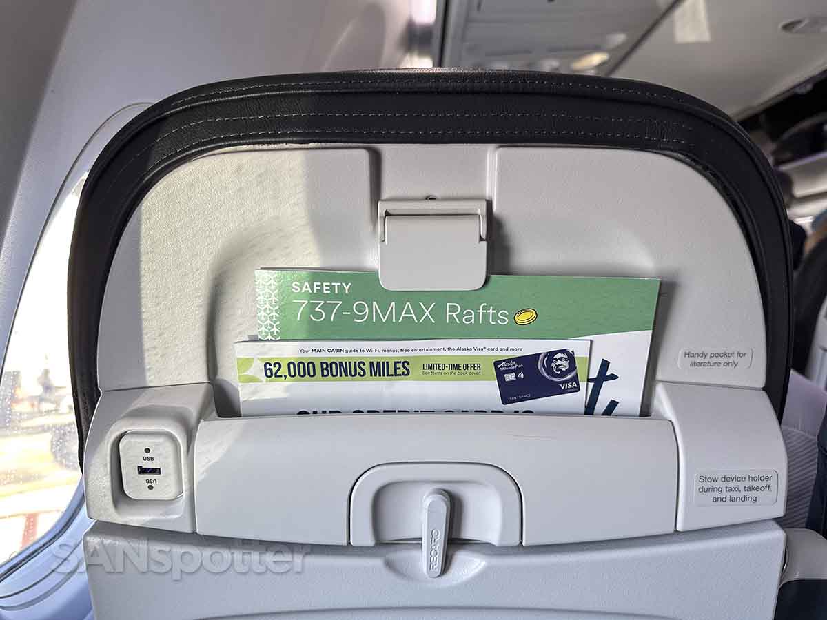 Alaska Airlines 737 MAX 9 Premium Class seatback