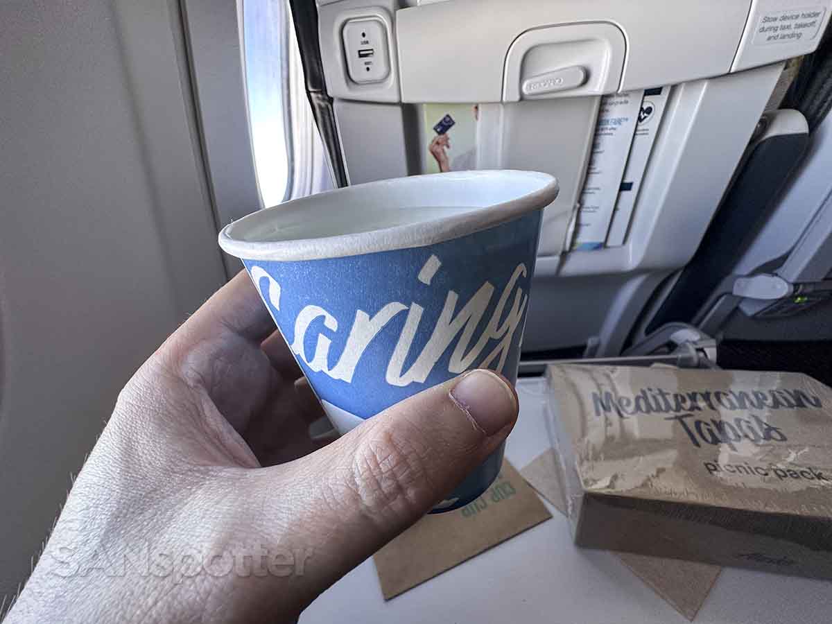 Alaska Airlines 737 MAX 9 Premium Class free drink