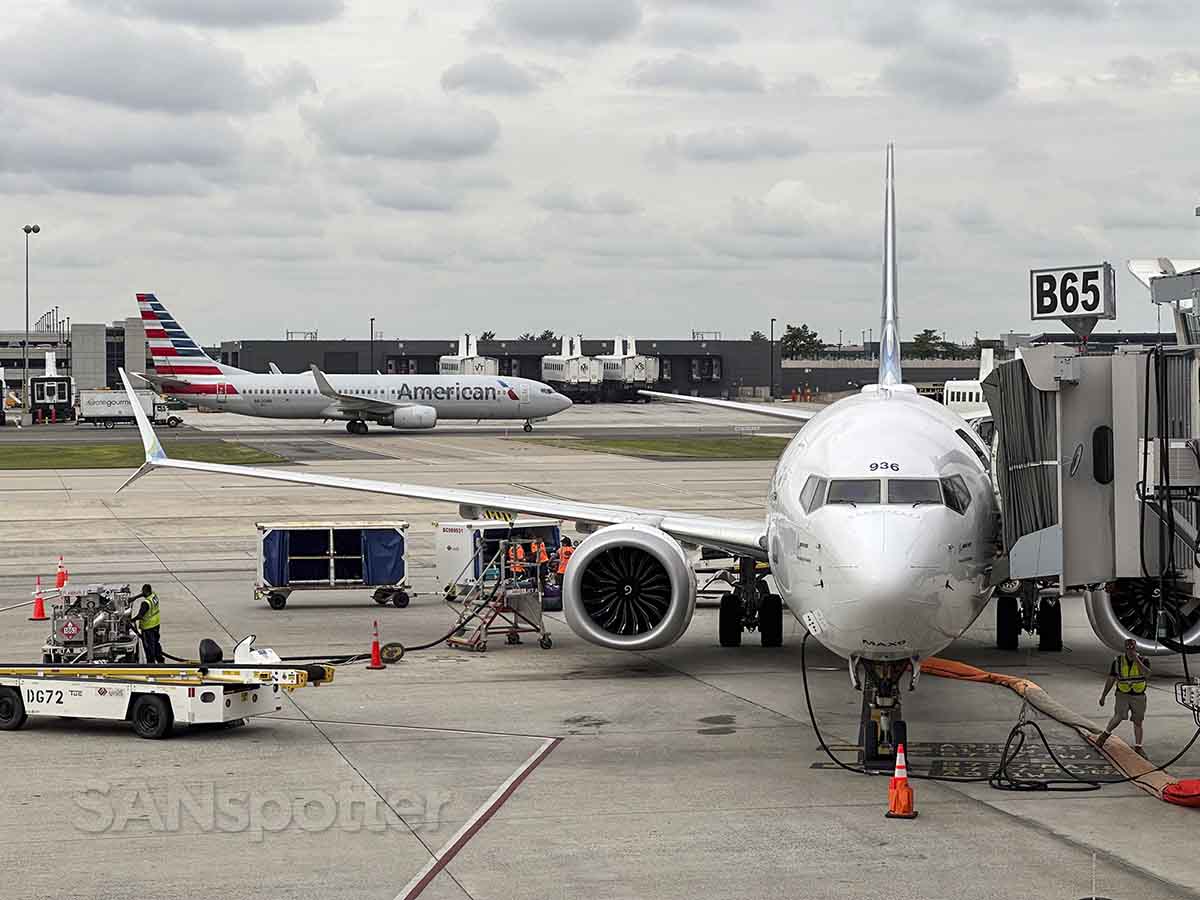 Alaska Airlines 737 MAX 9 parked at gate B65 Washington Dulles airport