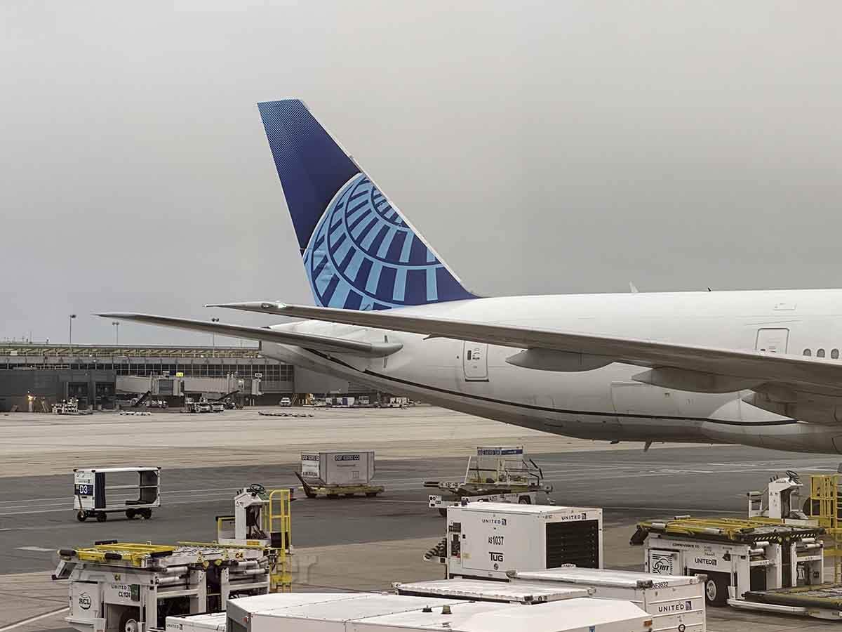 United 777-200 parked at gate D3 Washington Dulles airport