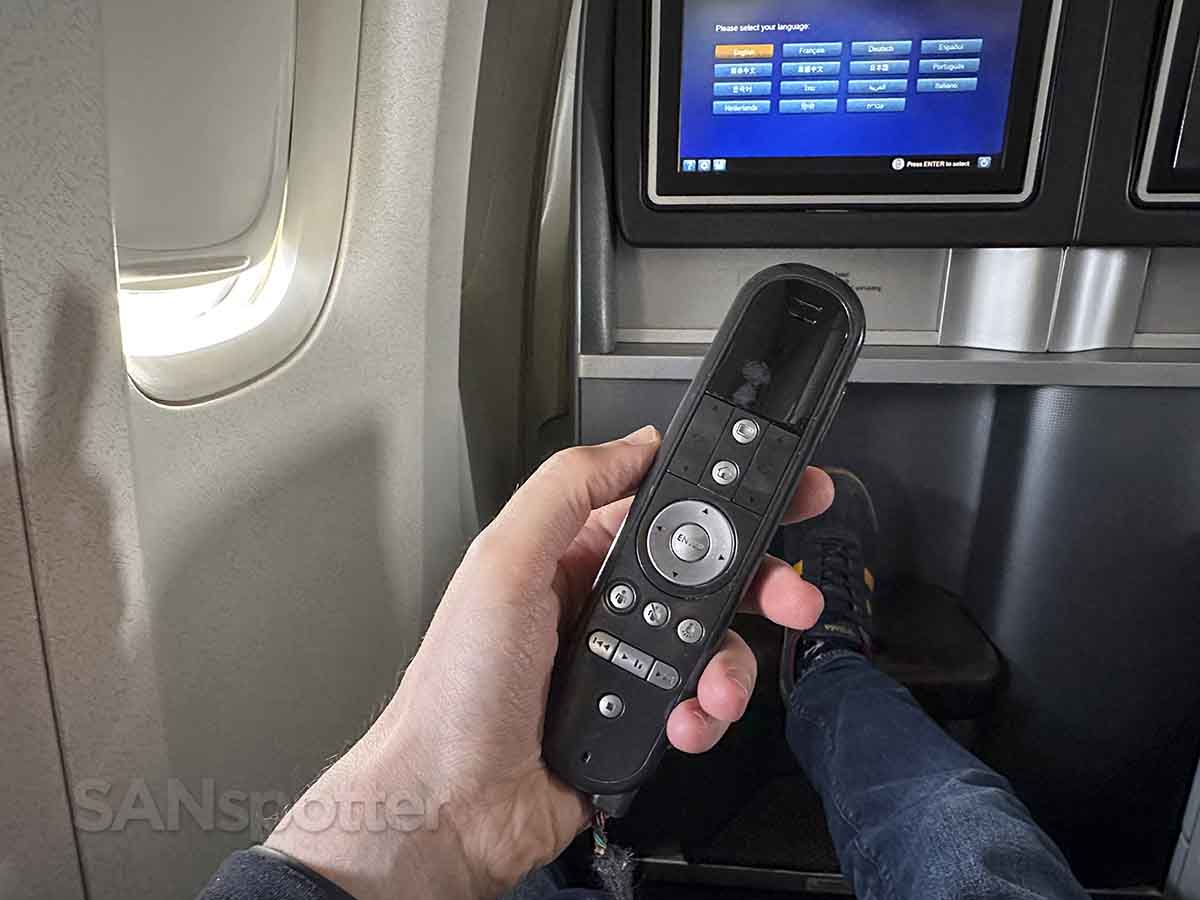United 777–200 Domestic First Class remote control for a video screen