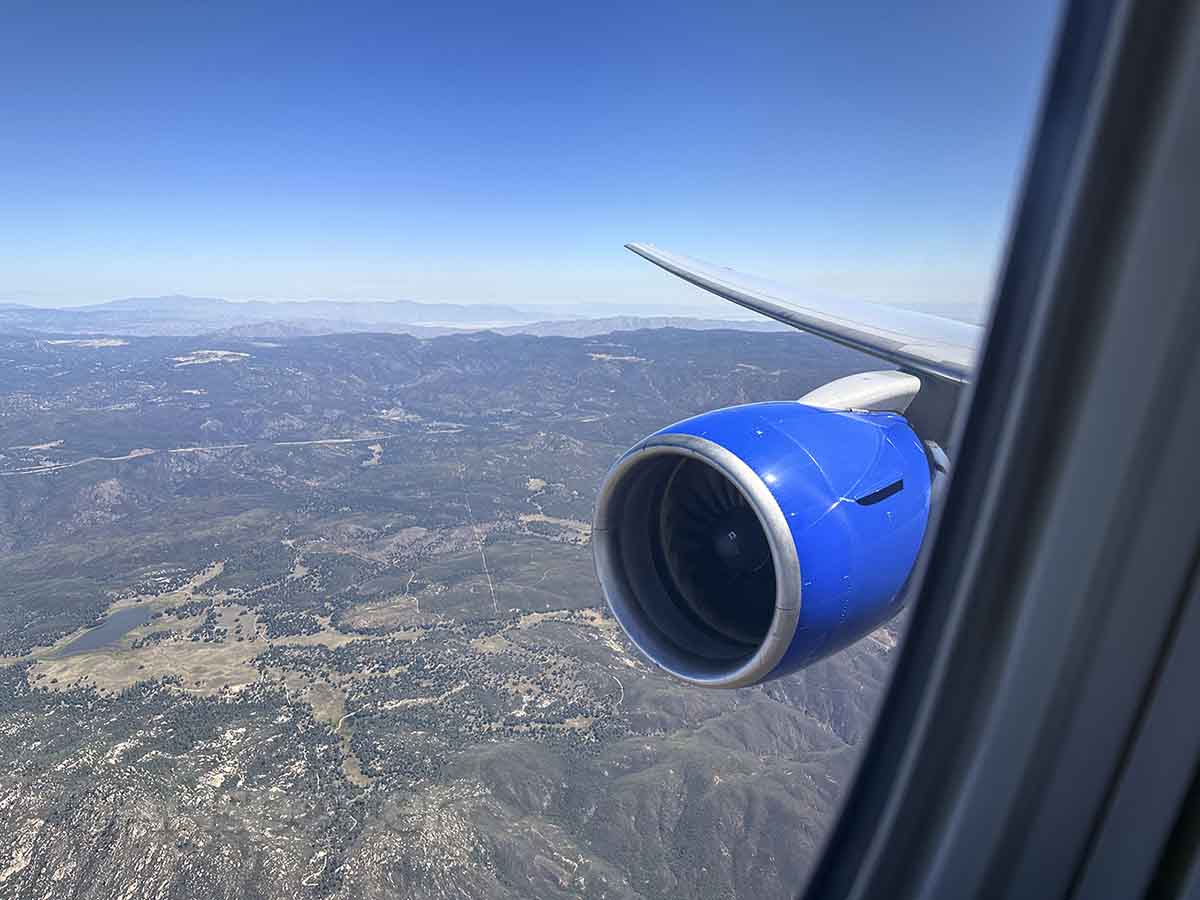 Flying over east county San Diego county on a United Boeing 777-200