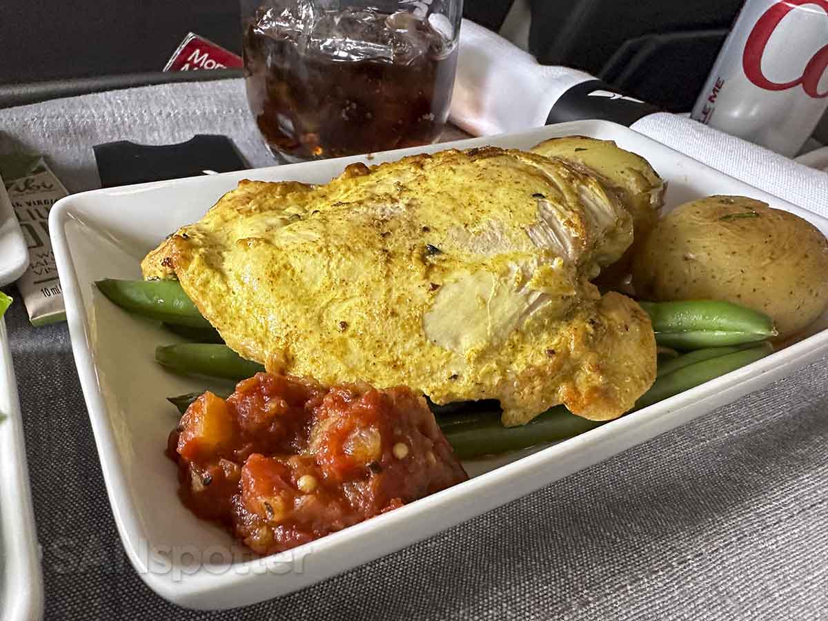 American airlines first class chicken and potatoes lunch