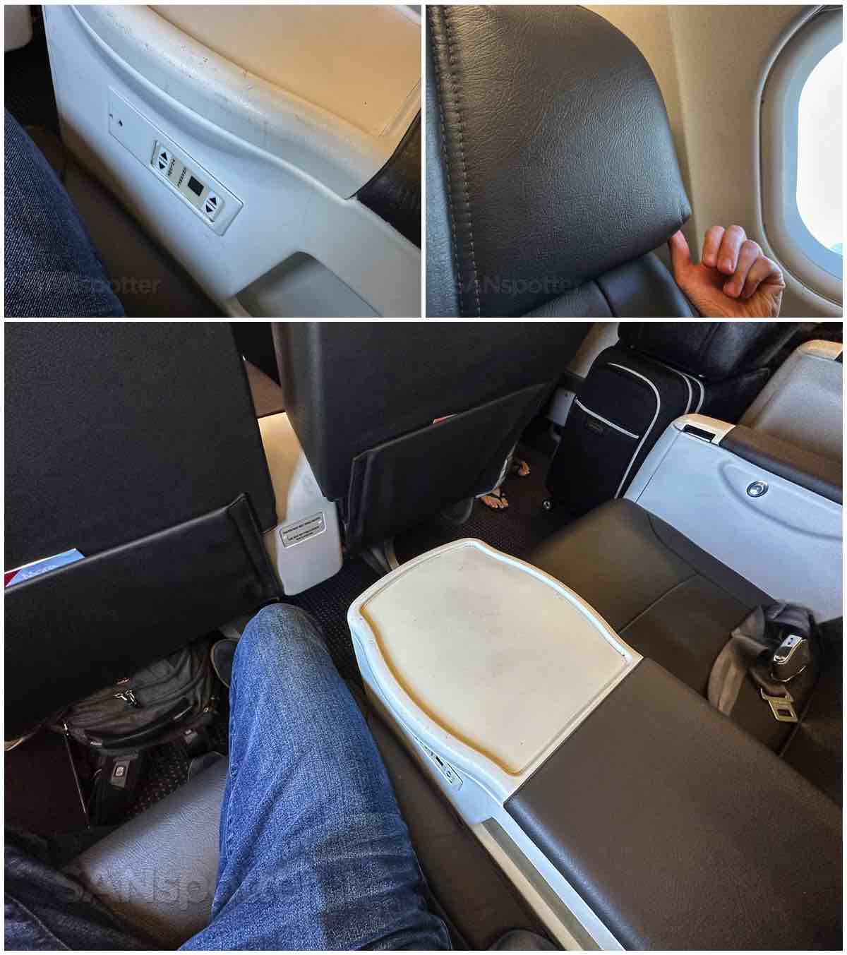 American Airlines A320 first class seat center armrest and headrest