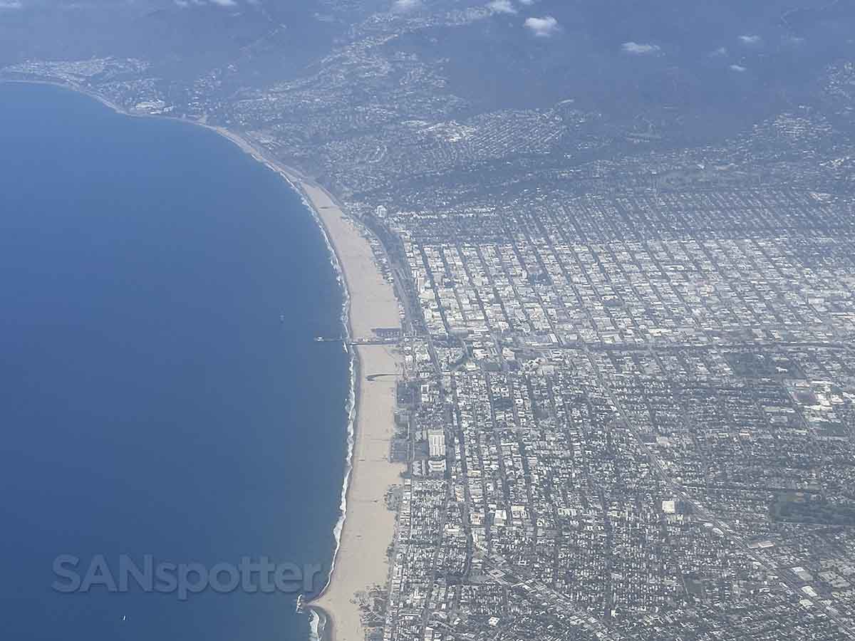 Flying over Los Angeles coastline