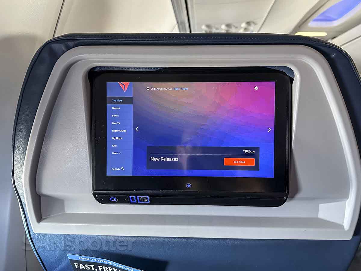 Delta 737-900 first class video entertainment selection screen