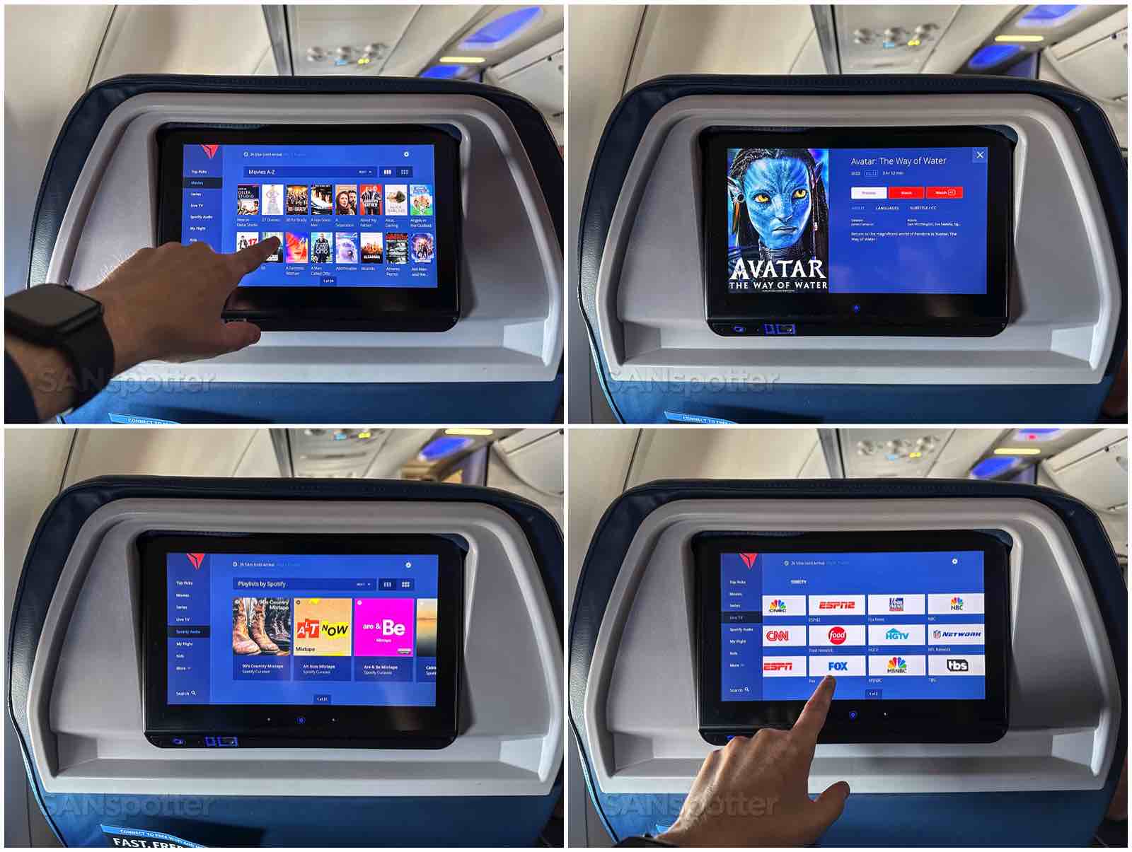 Live TV, podcasts, games, and movies in Delta 737-900 first class 