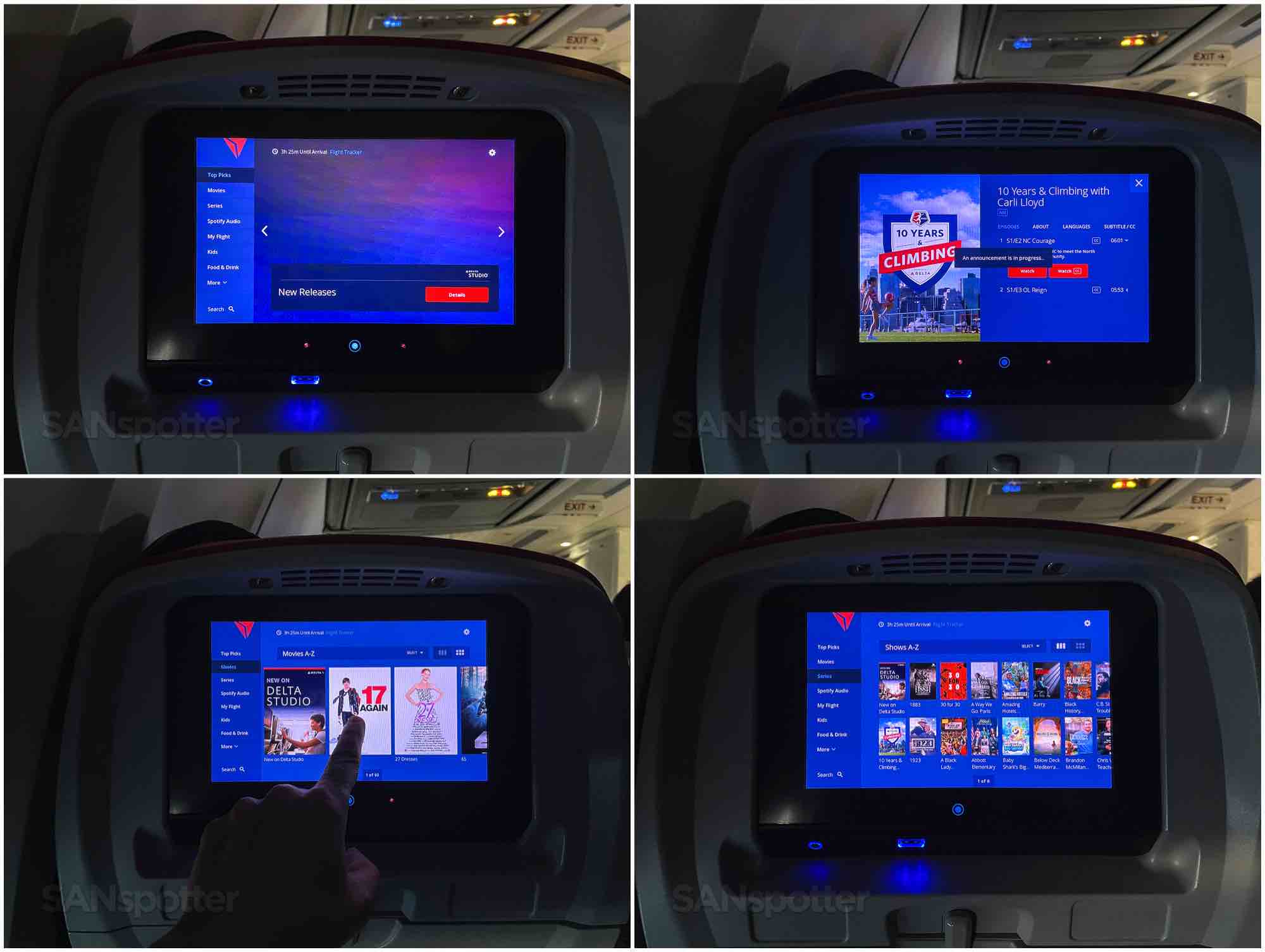 Delta 757-300 Comfort Plus video entertainment screens