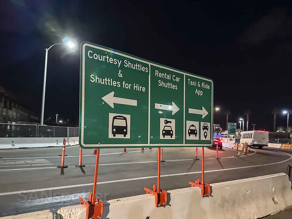 Signs for Taxi & Ride App terminal 1 San Diego airport