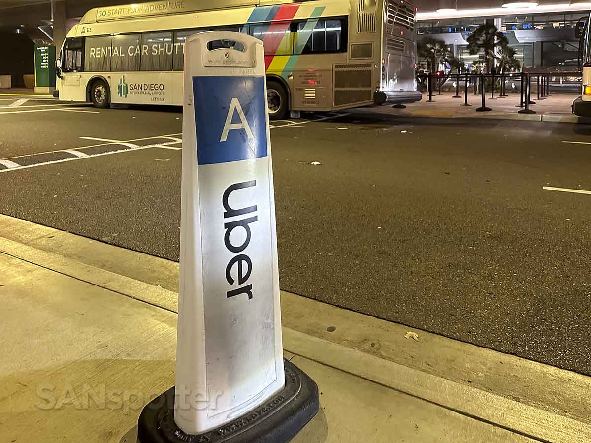San Diego airport Uber pylons with letters terminal 2