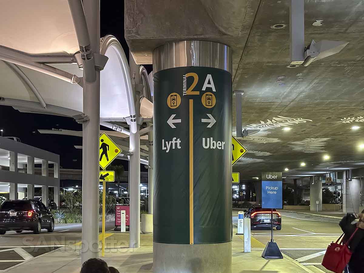 San Diego airport Uber column letters