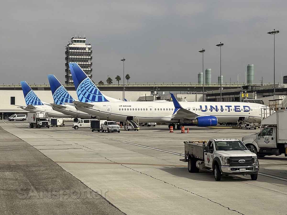 United 737-900 parked at terminal 8 LAX