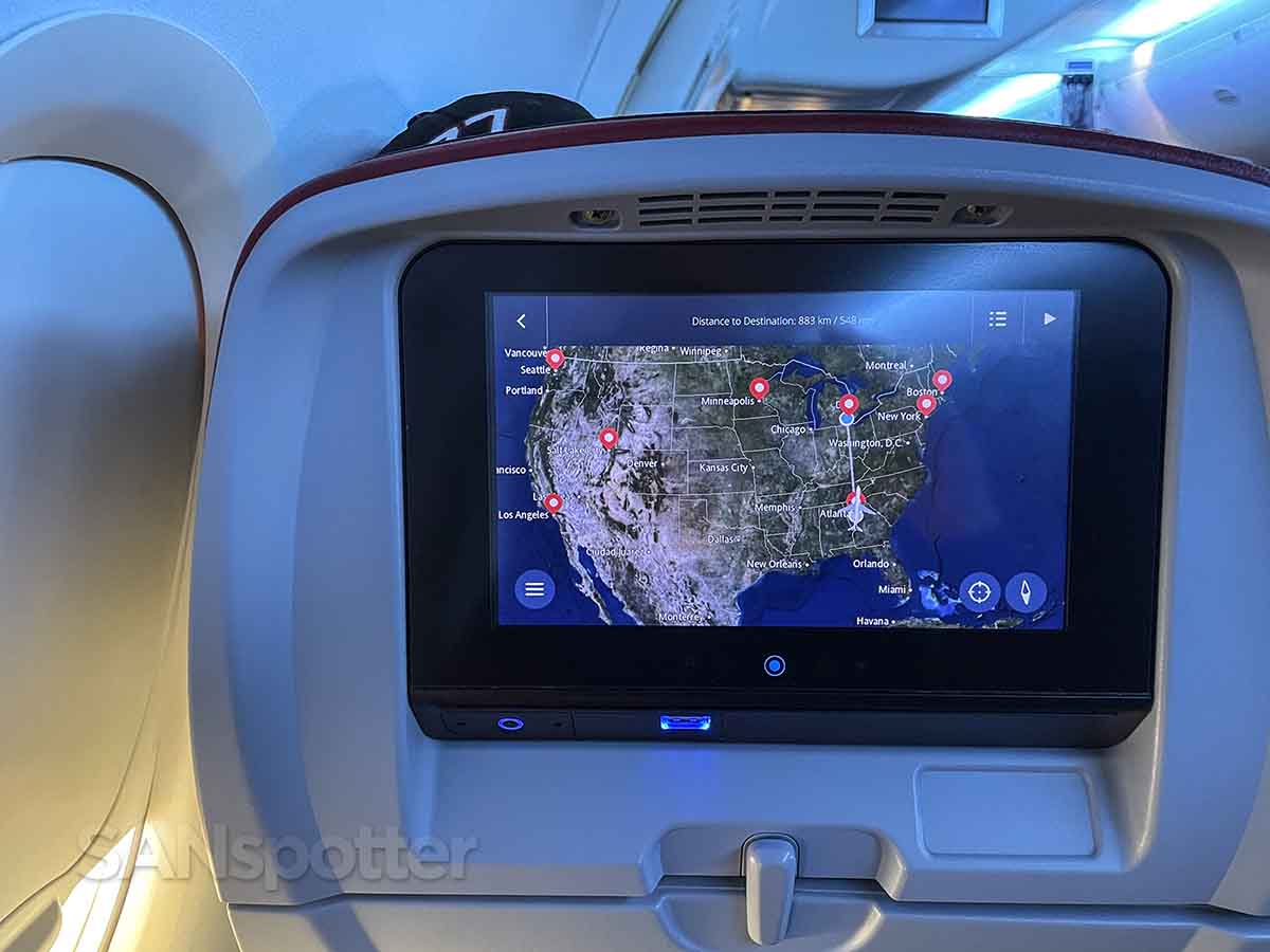 Delta 757-200 in-flight entertainment flight tracking screen