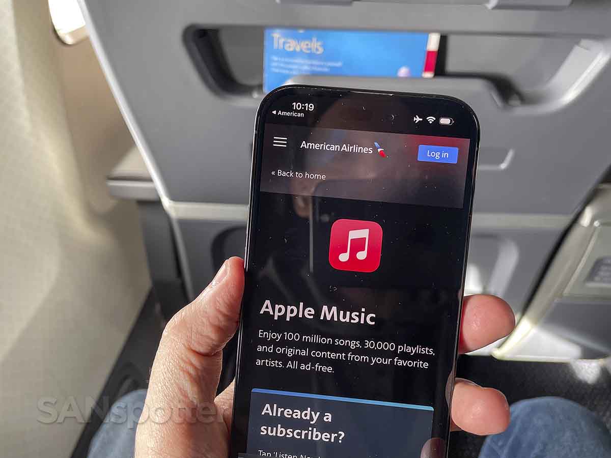 American Airlines 737-800 first class Apple Music