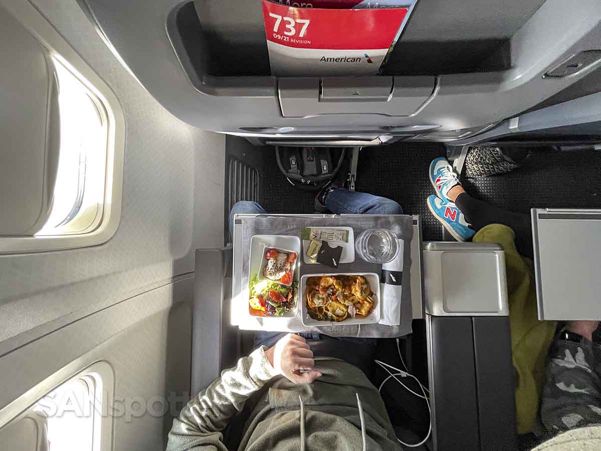 American Airlines 737-800 first class meal tray