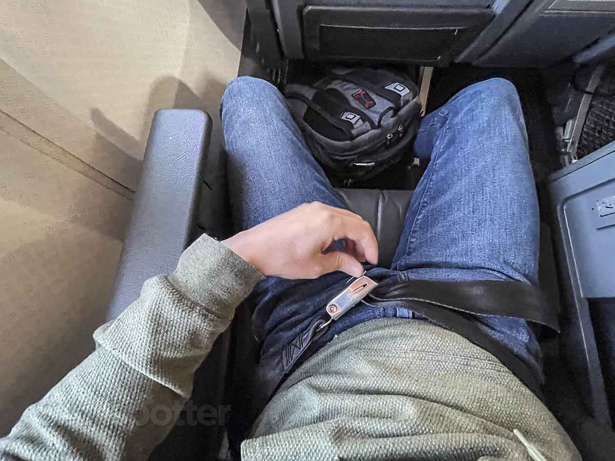 Unbuckling seatbelt in American Airlines 737-800 first class