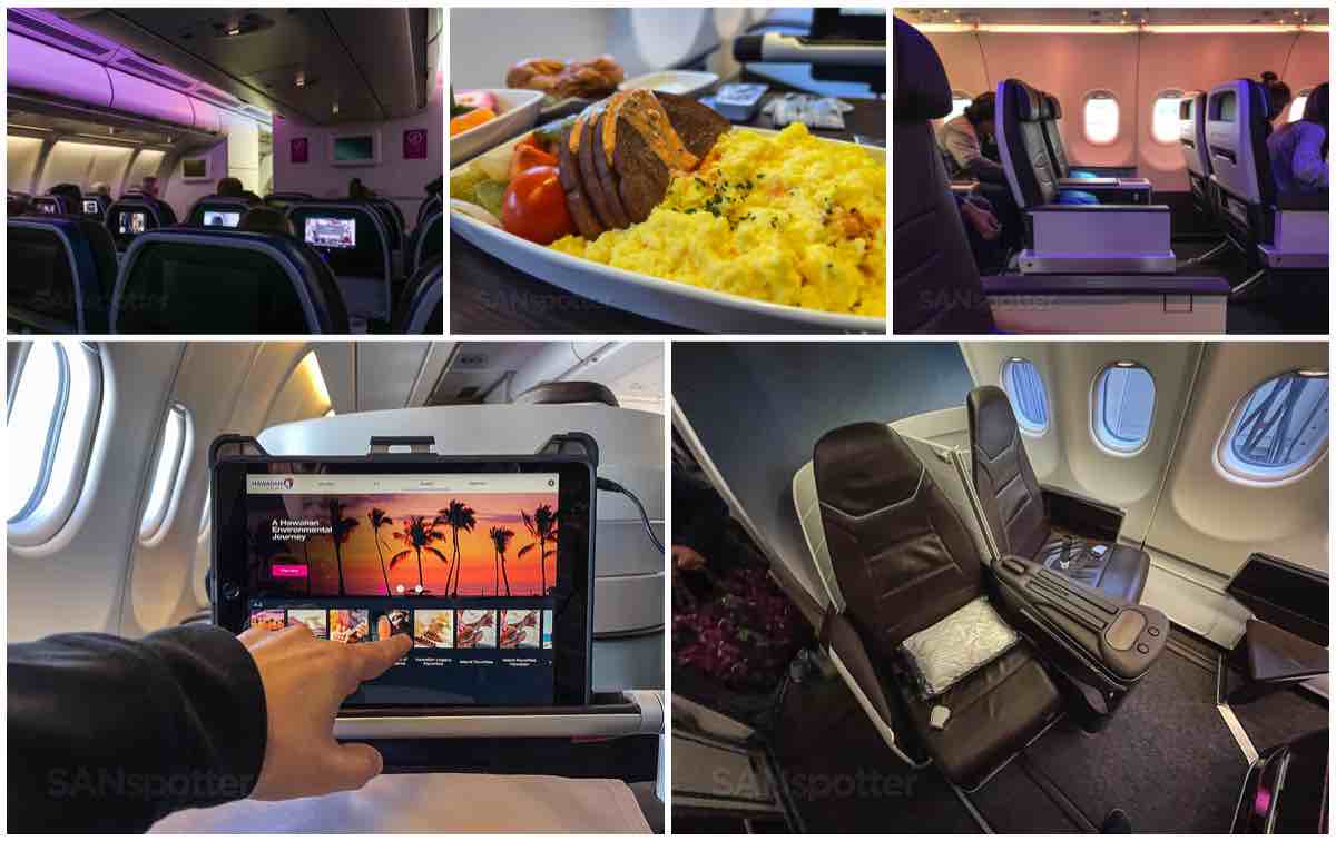 Hawaiian airlines seats, food, and in-flight entertainment