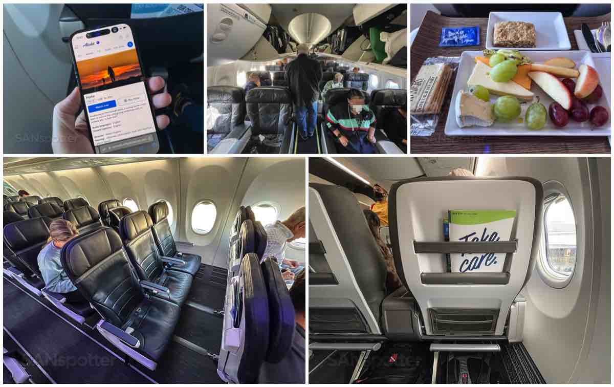 Alaska airlines seats, food, and in-flight entertainment