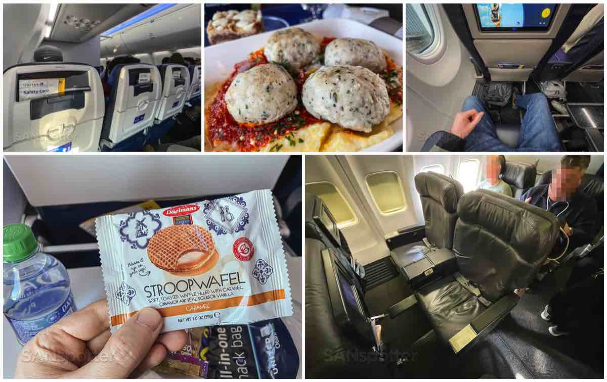 United airlines seats, food, and in-flight entertainment