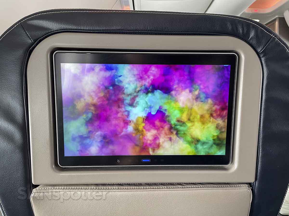 United 737 MAX 9 first class video entertainment system meditation app