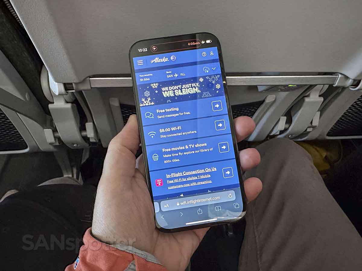 Alaska Airlines 737 MAX 9 economy in-flight entertainment main menu