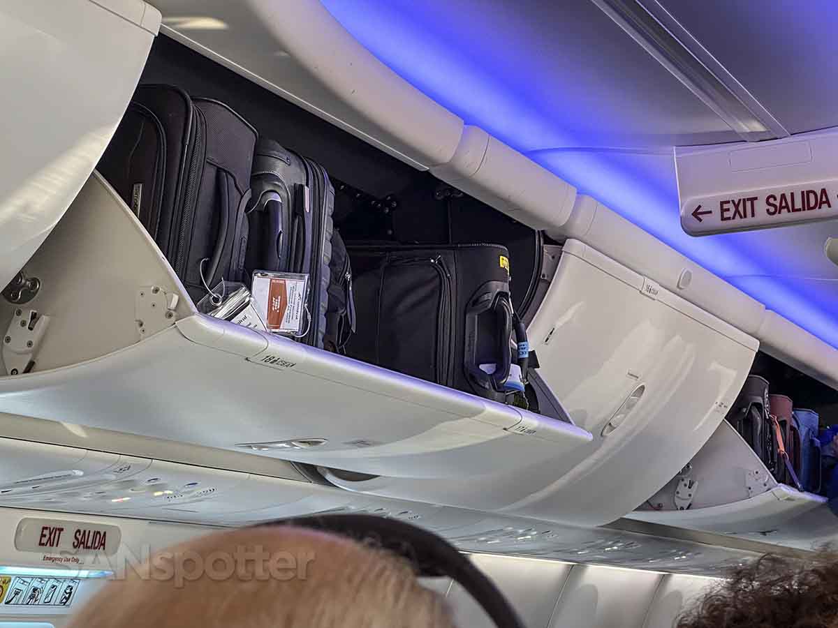 Alaska Airlines 737 MAX 9 economy overhead bins