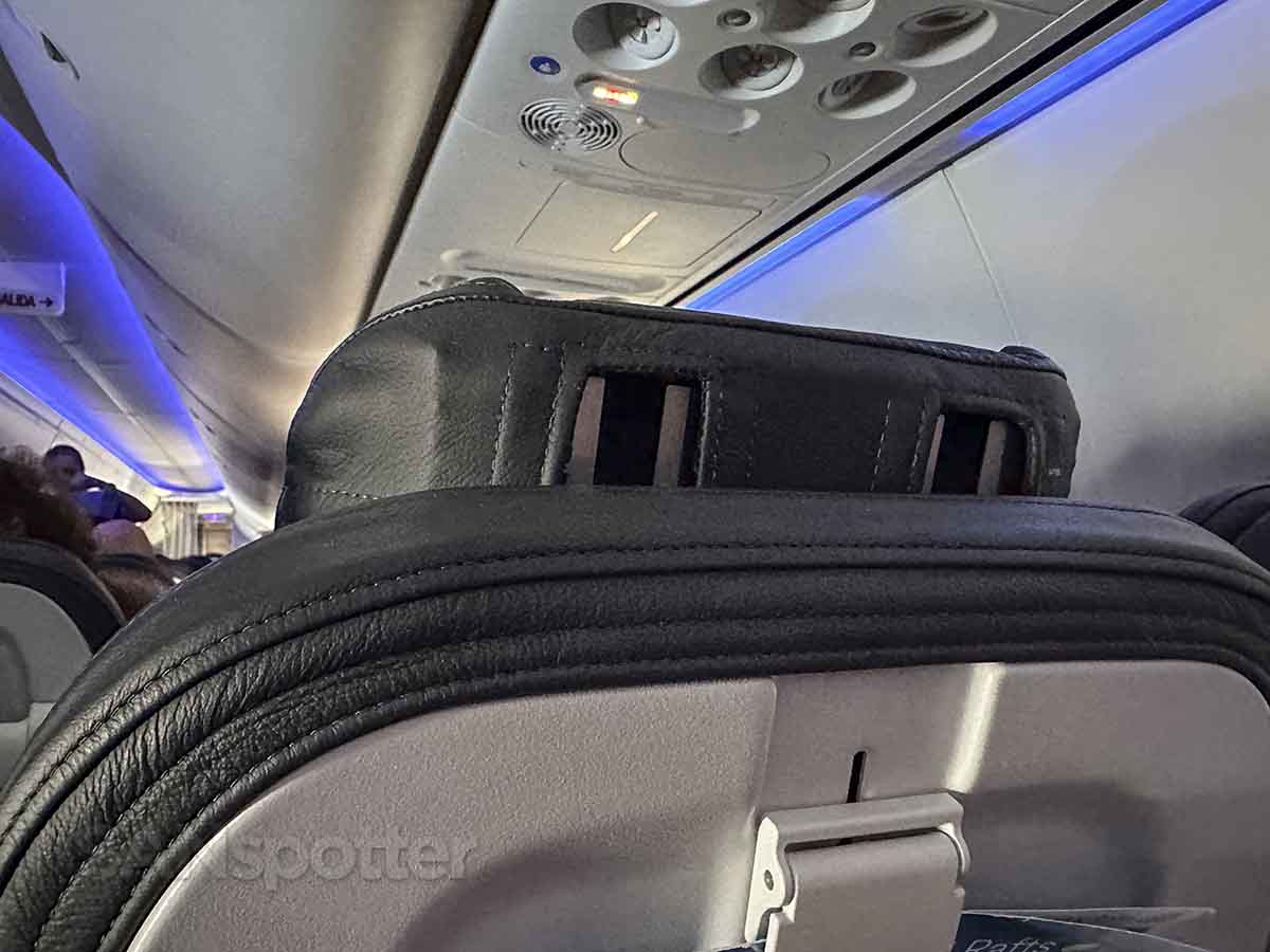 Alaska Airlines 737 MAX 9 economy class adjustable headrest