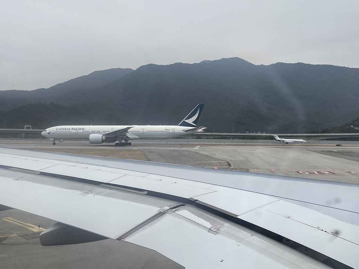 Taxiing to runway Hong Kong airport