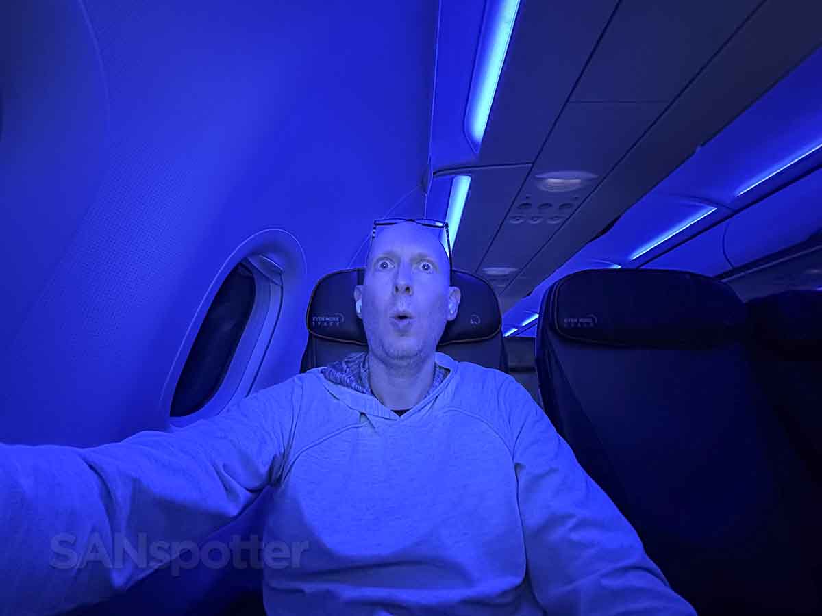 SANspotter watching in-flight entertainment in a JetBlue A320 Even More Space seat