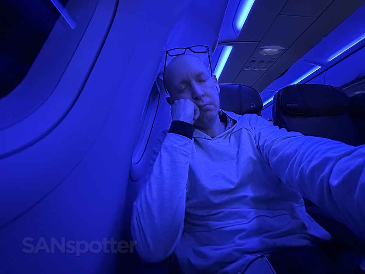 SANspotter sleeping in JetBlue A320 Even More Space seat 