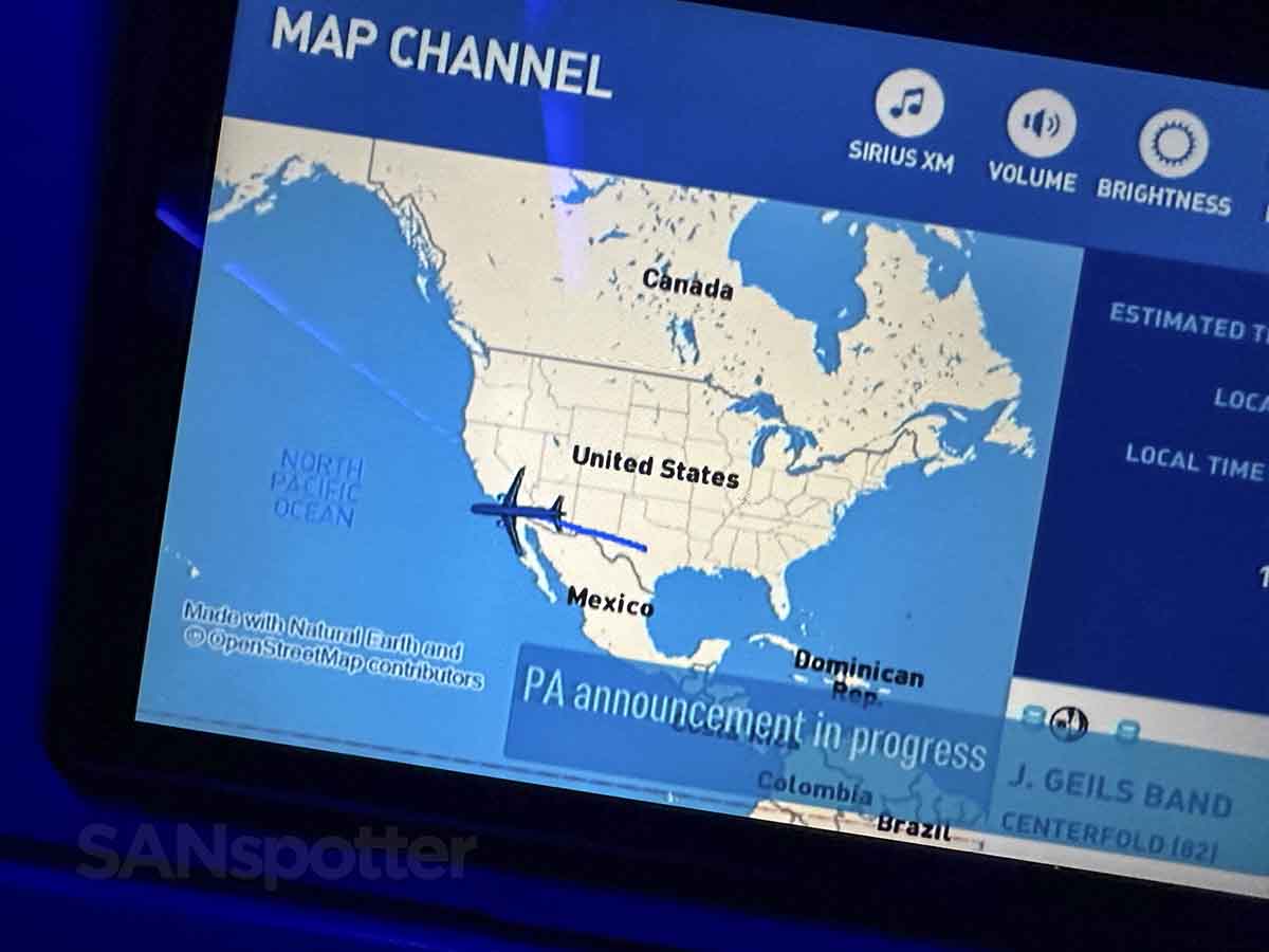 JetBlue A320 map screen