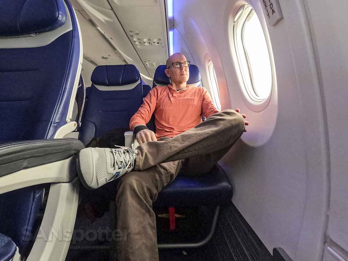 SANspotter stretching out in a Southwest Airlines 737 MAX 8 exit row seat