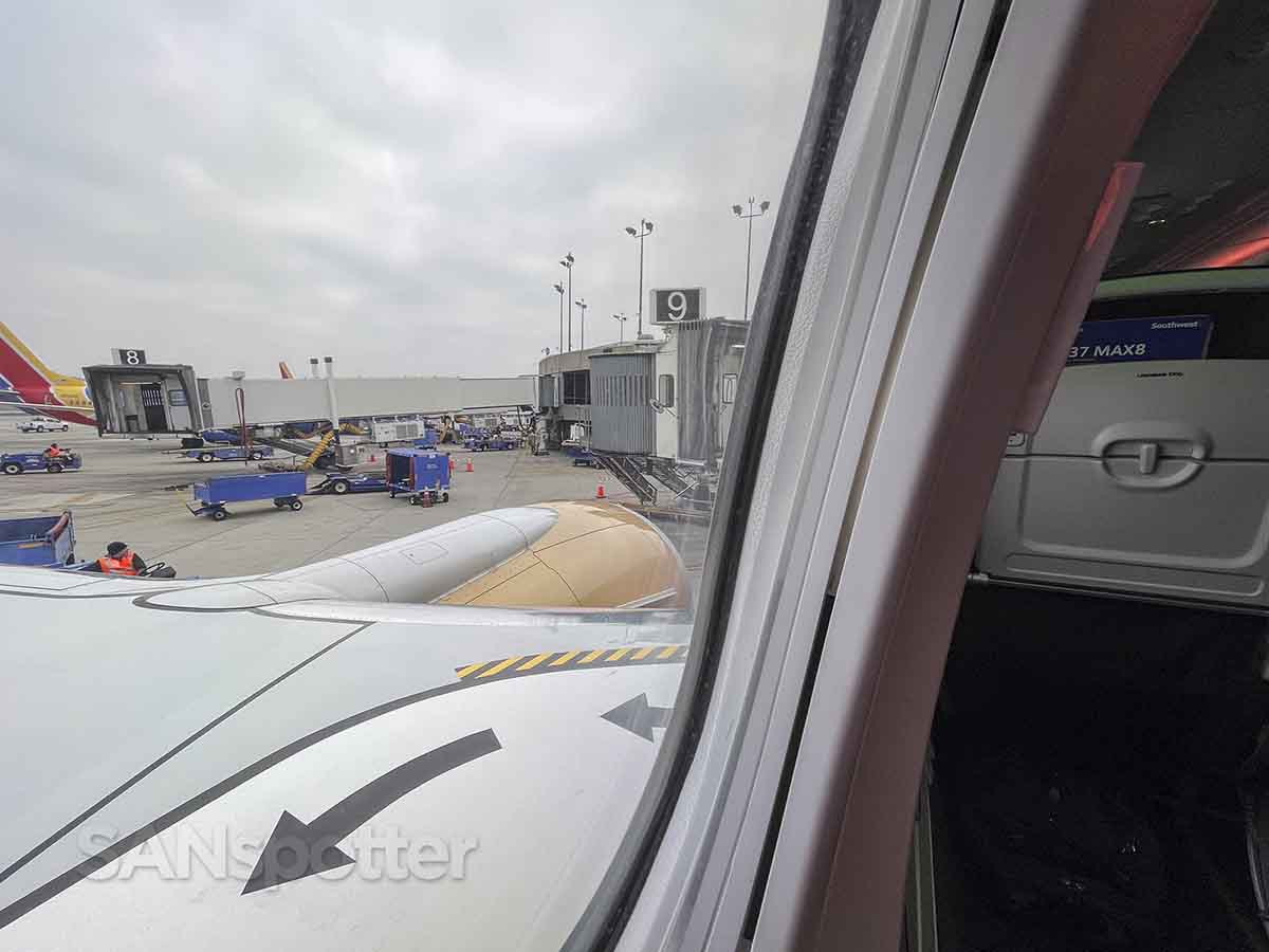 Southwest 737 MAX 8 pushing off gate 9 at SAN