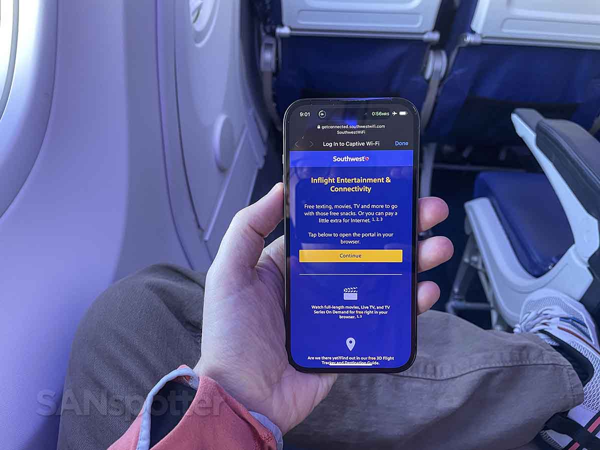 Southwest Airlines 737 max 8 streaming in-flight entertainment and Wi-Fi