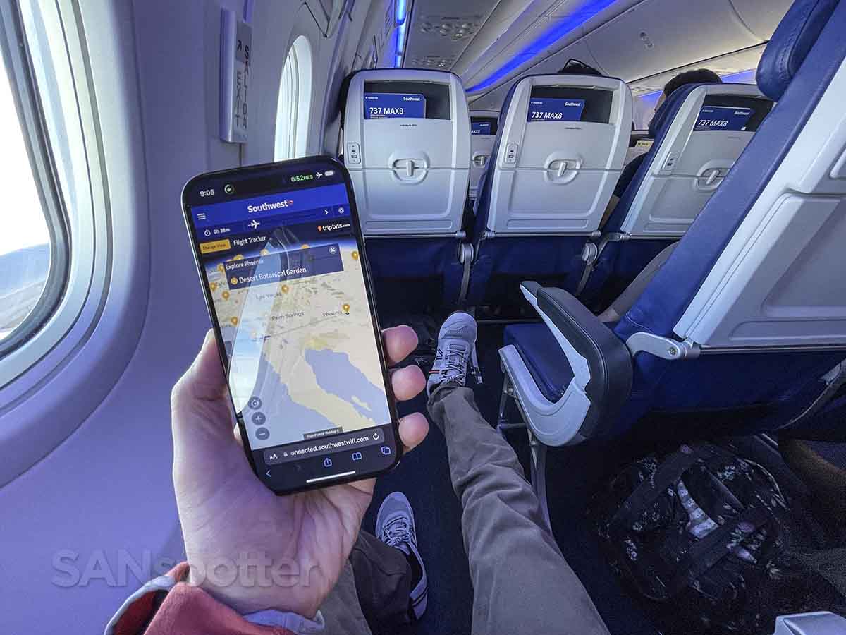 Southwest Airlines 737 max 8 in-flight map