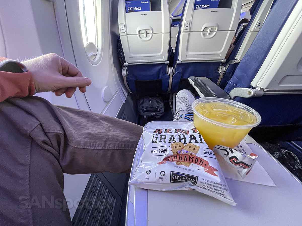 Southwest Airlines 737 max 8 free snacks and drinks