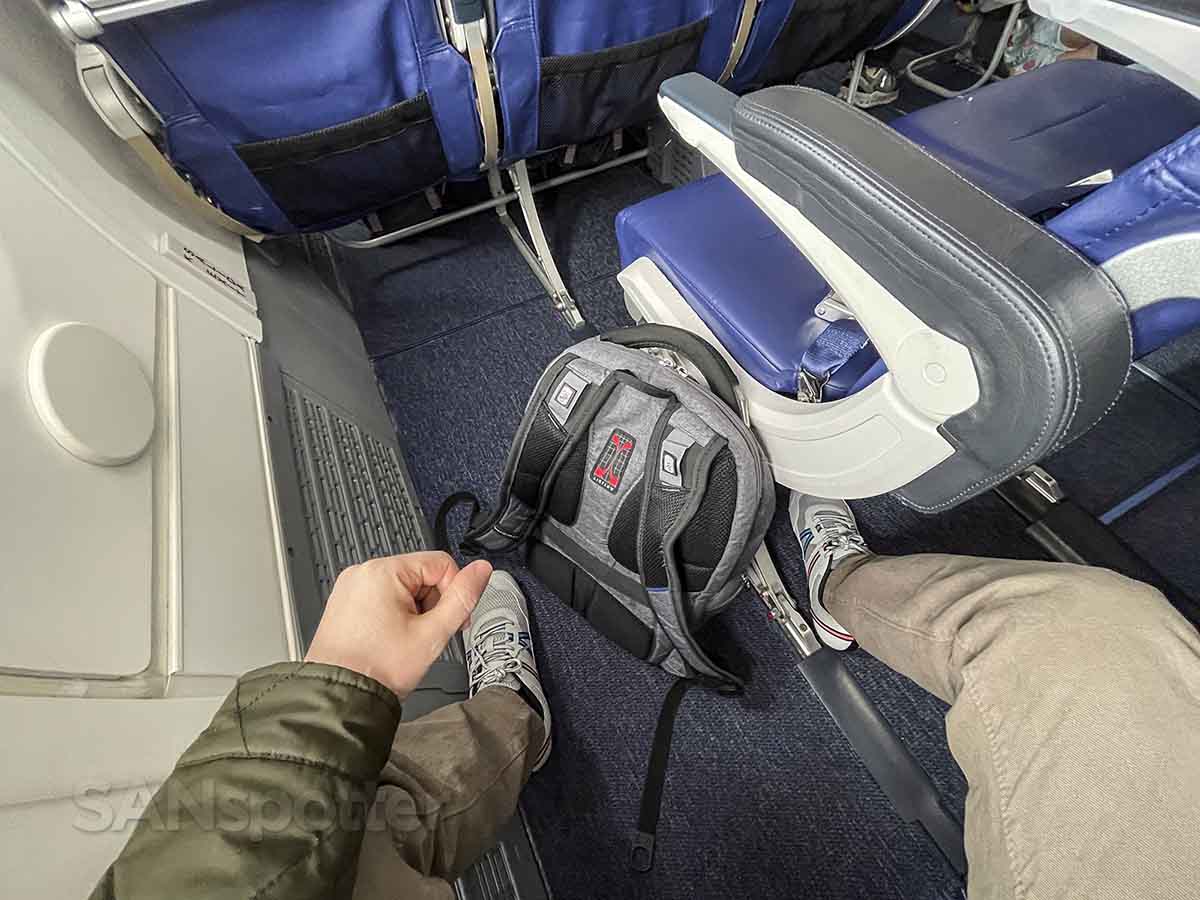 Southwest 737 MAX 8 exit row carry-on bag