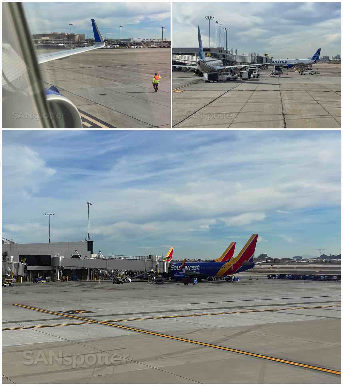 United A321neo pushback from gate at PHX