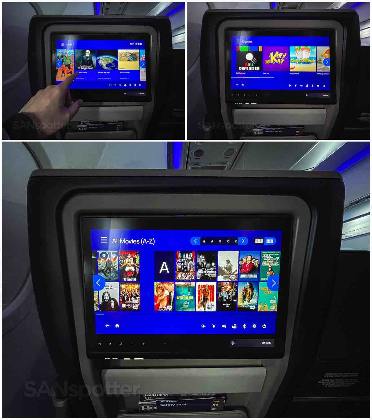 United A321neo first class in-flight entertainment movies and TV shows