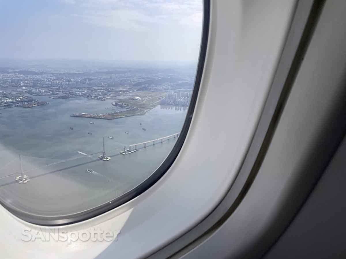 View of Seoul while taking off from ICN in a Korean Air 747-8