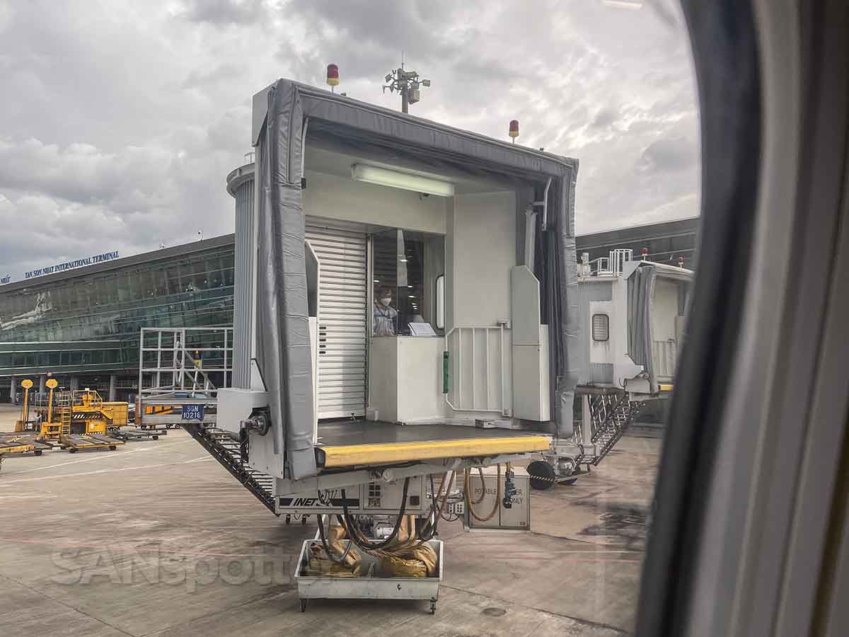 Ho Chi Minh City airport jet bridge detached from aircraft