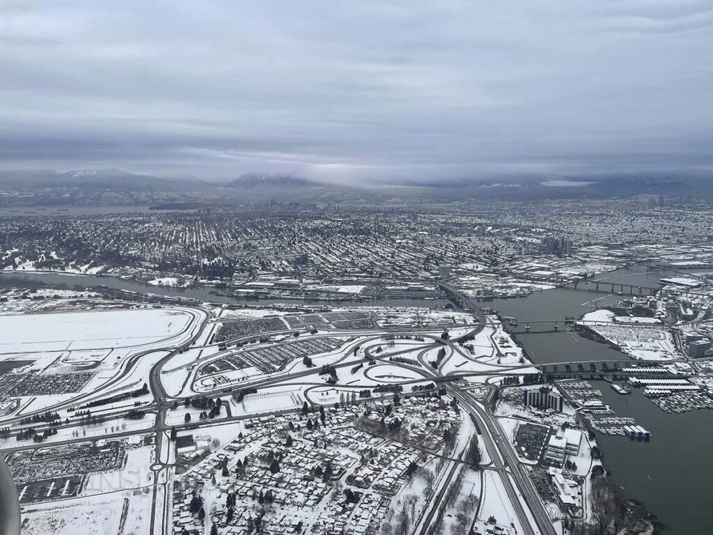 Taking off from Vancouver international Airport in the winter
