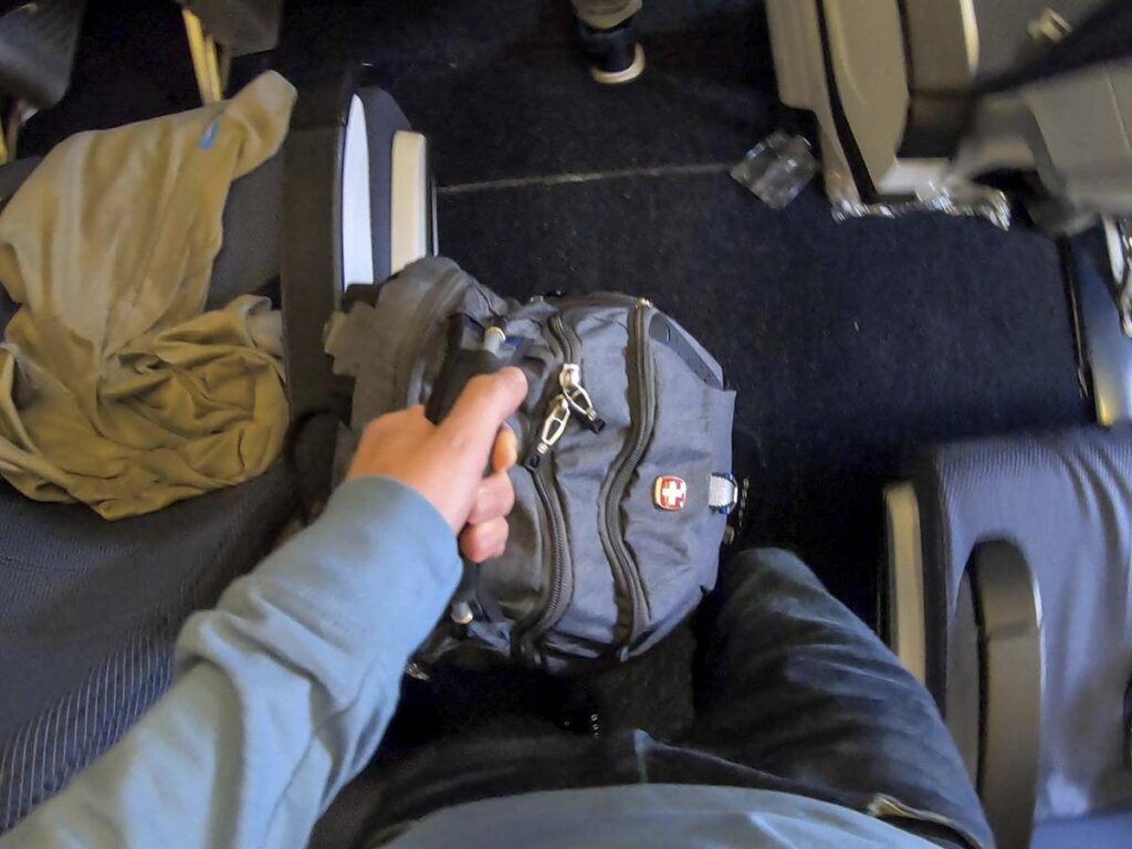 Deplaning after flight in British Airways 777-300ER economy