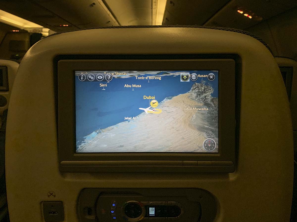 British Airways 777-300ER economy in flight map screen