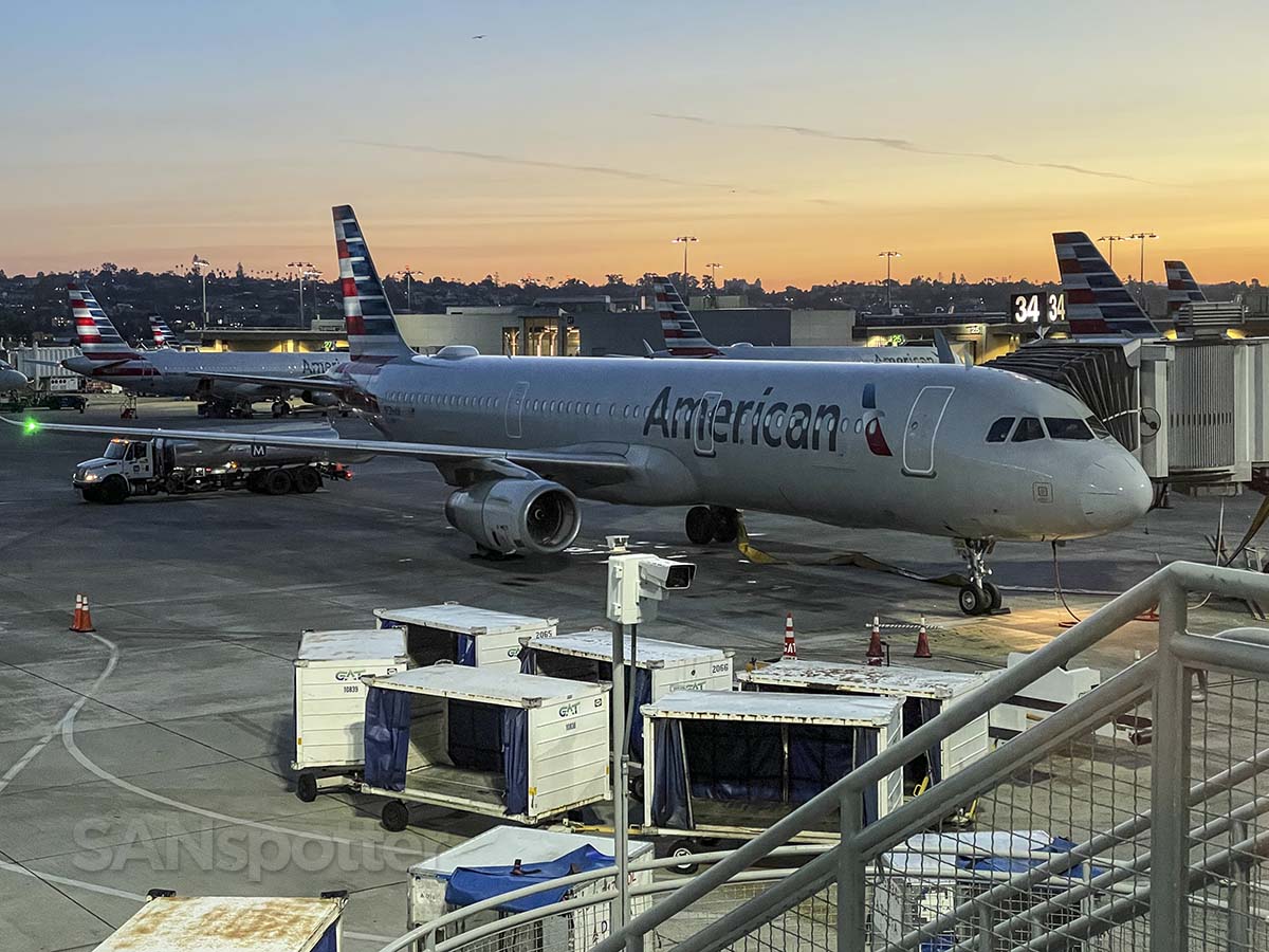 American Airlines A321 parked at gate 34 San Diego airport