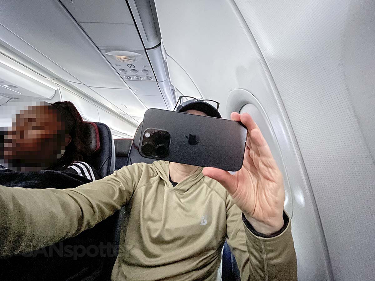 SANspotter watching movies on his iPhone in American Airlines A321 main cabin extra